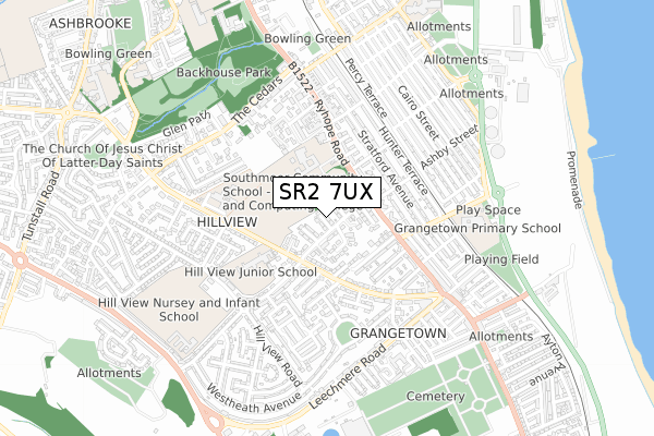 SR2 7UX map - small scale - OS Open Zoomstack (Ordnance Survey)