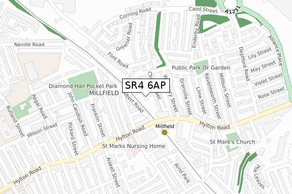 SR4 6AP map - large scale - OS Open Zoomstack (Ordnance Survey)