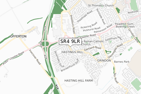 SR4 9LR map - small scale - OS Open Zoomstack (Ordnance Survey)