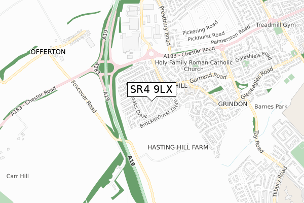 SR4 9LX map - small scale - OS Open Zoomstack (Ordnance Survey)