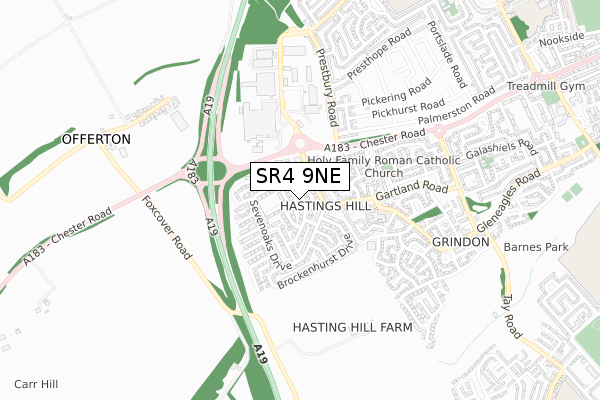 SR4 9NE map - small scale - OS Open Zoomstack (Ordnance Survey)