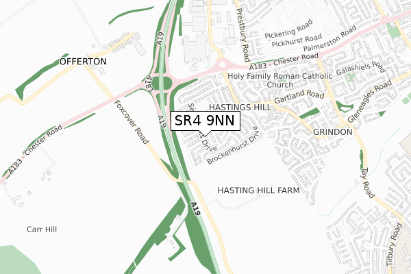 SR4 9NN map - small scale - OS Open Zoomstack (Ordnance Survey)