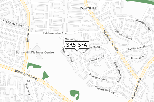 SR5 5FA map - large scale - OS Open Zoomstack (Ordnance Survey)