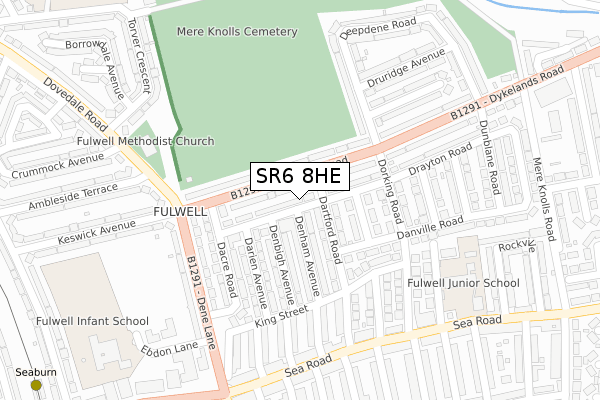 SR6 8HE map - large scale - OS Open Zoomstack (Ordnance Survey)