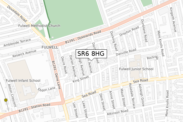 SR6 8HG map - large scale - OS Open Zoomstack (Ordnance Survey)