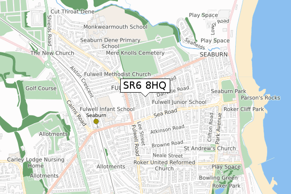 SR6 8HQ map - small scale - OS Open Zoomstack (Ordnance Survey)