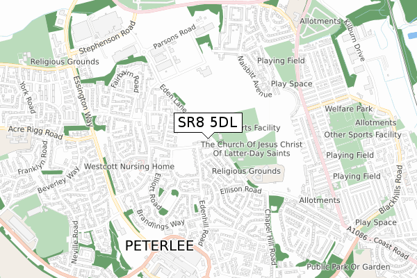 SR8 5DL map - small scale - OS Open Zoomstack (Ordnance Survey)