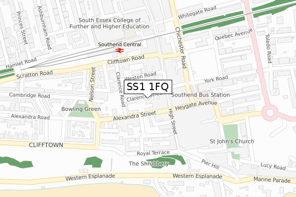 SS1 1FQ map - large scale - OS Open Zoomstack (Ordnance Survey)