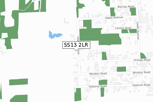 SS13 2LR map - large scale - OS Open Zoomstack (Ordnance Survey)