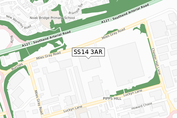 SS14 3AR map - large scale - OS Open Zoomstack (Ordnance Survey)