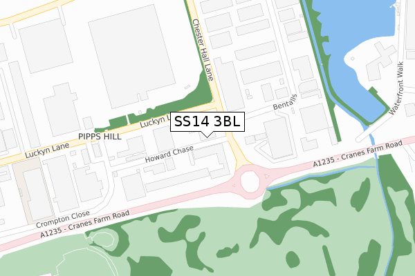 SS14 3BL map - large scale - OS Open Zoomstack (Ordnance Survey)