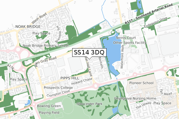 SS14 3DQ map - small scale - OS Open Zoomstack (Ordnance Survey)