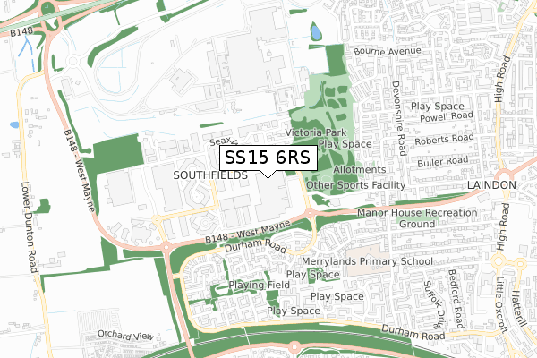 SS15 6RS map - small scale - OS Open Zoomstack (Ordnance Survey)