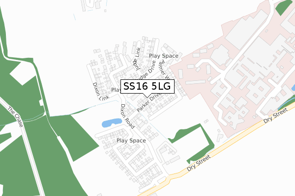 SS16 5LG map - large scale - OS Open Zoomstack (Ordnance Survey)