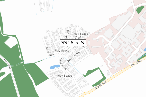 SS16 5LS map - large scale - OS Open Zoomstack (Ordnance Survey)