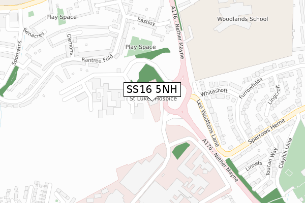 SS16 5NH map - large scale - OS Open Zoomstack (Ordnance Survey)