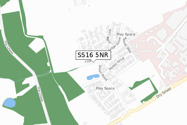 SS16 5NR map - large scale - OS Open Zoomstack (Ordnance Survey)