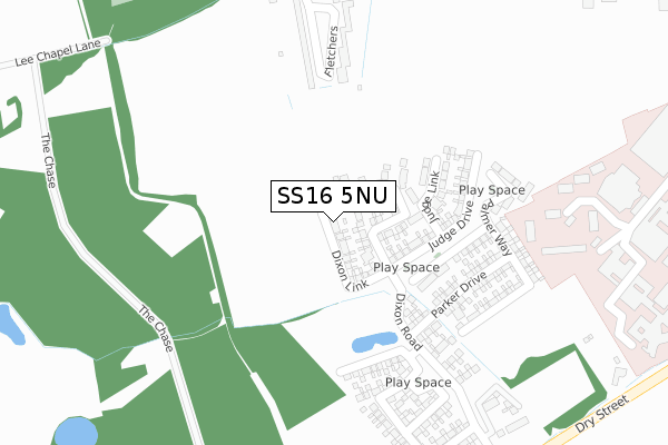 SS16 5NU map - large scale - OS Open Zoomstack (Ordnance Survey)