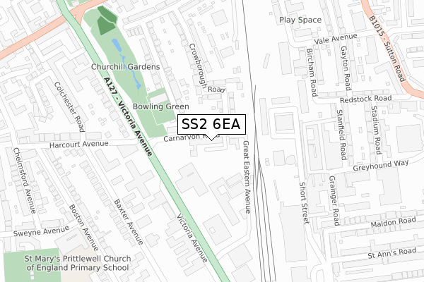 SS2 6EA map - large scale - OS Open Zoomstack (Ordnance Survey)