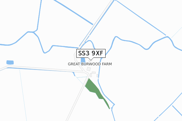 SS3 9XF map - large scale - OS Open Zoomstack (Ordnance Survey)