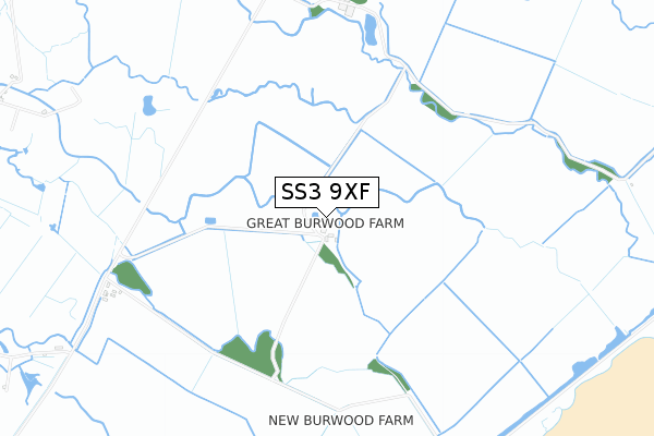 SS3 9XF map - small scale - OS Open Zoomstack (Ordnance Survey)