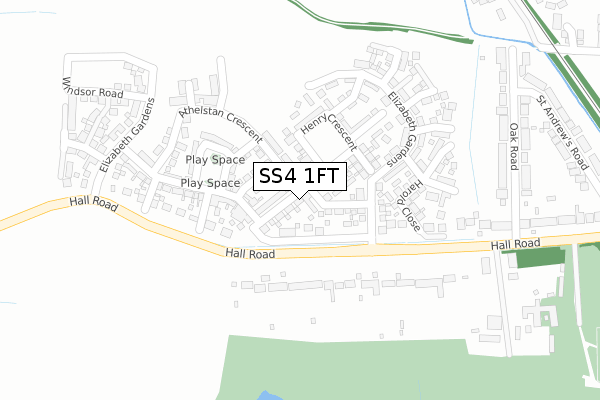 SS4 1FT map - large scale - OS Open Zoomstack (Ordnance Survey)