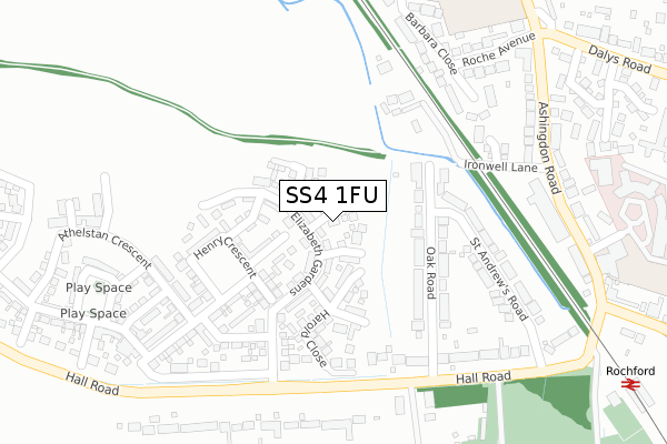 SS4 1FU map - large scale - OS Open Zoomstack (Ordnance Survey)