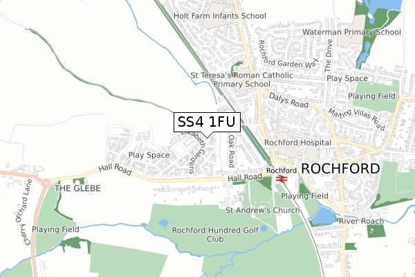 SS4 1FU map - small scale - OS Open Zoomstack (Ordnance Survey)