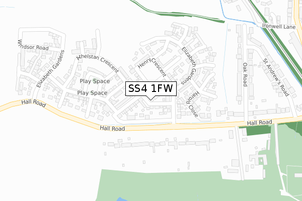 SS4 1FW map - large scale - OS Open Zoomstack (Ordnance Survey)