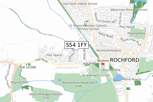 SS4 1FY map - small scale - OS Open Zoomstack (Ordnance Survey)