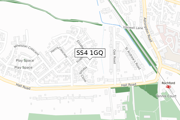 SS4 1GQ map - large scale - OS Open Zoomstack (Ordnance Survey)