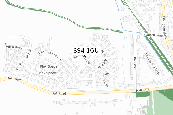 SS4 1GU map - large scale - OS Open Zoomstack (Ordnance Survey)