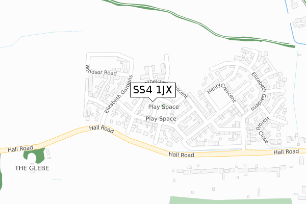 SS4 1JX map - large scale - OS Open Zoomstack (Ordnance Survey)