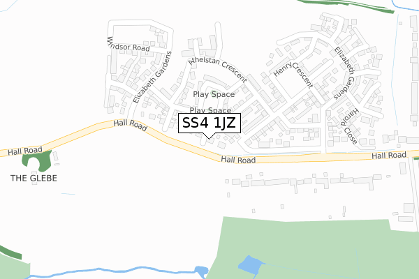 SS4 1JZ map - large scale - OS Open Zoomstack (Ordnance Survey)