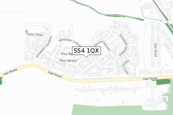 SS4 1QX map - large scale - OS Open Zoomstack (Ordnance Survey)