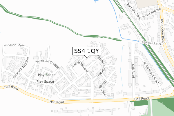 SS4 1QY map - large scale - OS Open Zoomstack (Ordnance Survey)