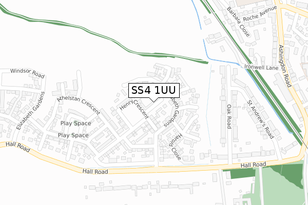 SS4 1UU map - large scale - OS Open Zoomstack (Ordnance Survey)