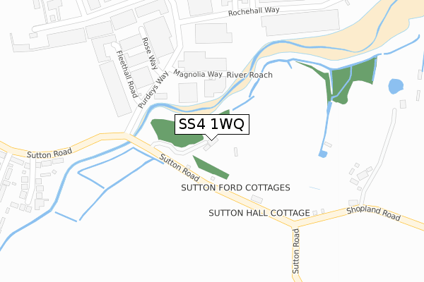 SS4 1WQ map - large scale - OS Open Zoomstack (Ordnance Survey)