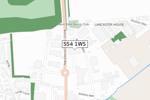 SS4 1WS map - large scale - OS Open Zoomstack (Ordnance Survey)