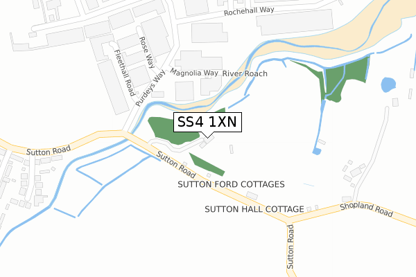 SS4 1XN map - large scale - OS Open Zoomstack (Ordnance Survey)