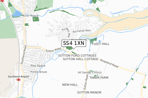 SS4 1XN map - small scale - OS Open Zoomstack (Ordnance Survey)