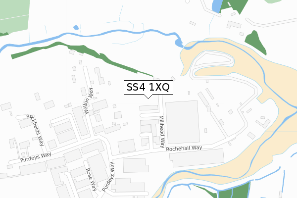 SS4 1XQ map - large scale - OS Open Zoomstack (Ordnance Survey)