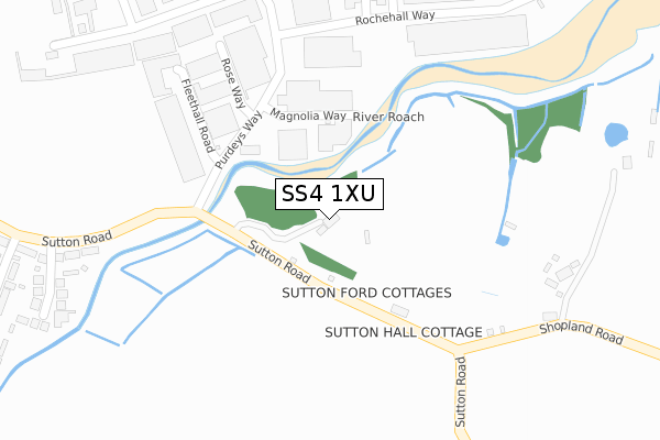 SS4 1XU map - large scale - OS Open Zoomstack (Ordnance Survey)