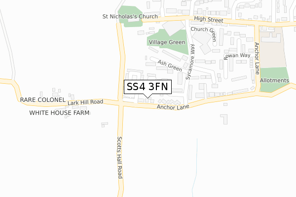 SS4 3FN map - large scale - OS Open Zoomstack (Ordnance Survey)