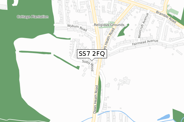 SS7 2FQ map - large scale - OS Open Zoomstack (Ordnance Survey)