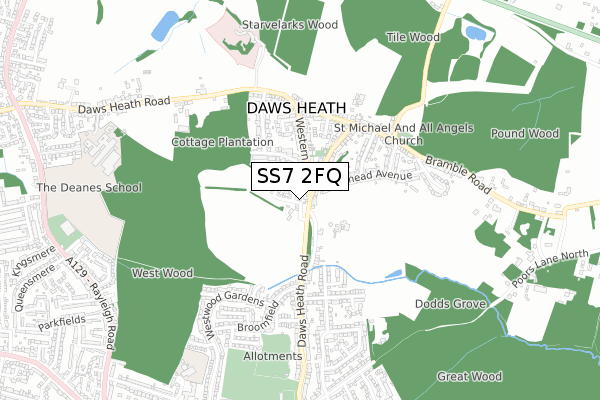 SS7 2FQ map - small scale - OS Open Zoomstack (Ordnance Survey)