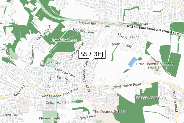 SS7 3FJ map - small scale - OS Open Zoomstack (Ordnance Survey)