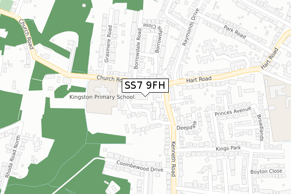 SS7 9FH map - large scale - OS Open Zoomstack (Ordnance Survey)