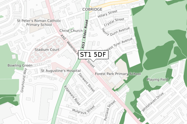 ST1 5DF map - large scale - OS Open Zoomstack (Ordnance Survey)