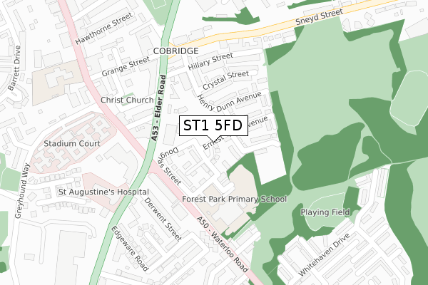 ST1 5FD map - large scale - OS Open Zoomstack (Ordnance Survey)